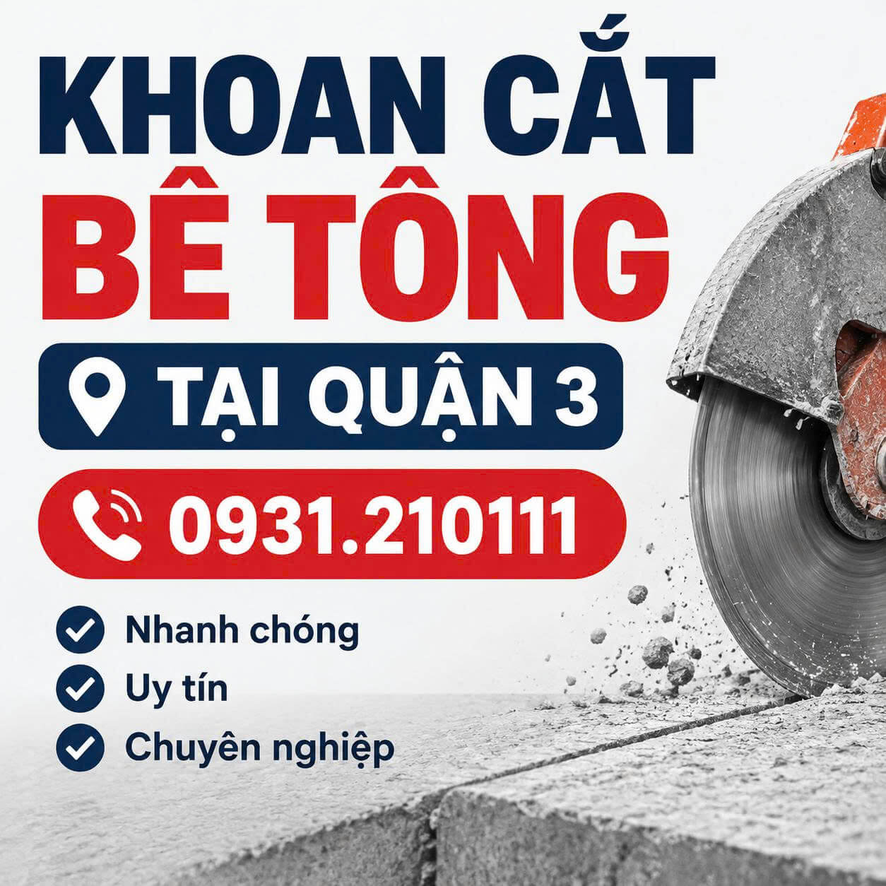 Khoan Cắt Bê Tông ở Tại Quận 3