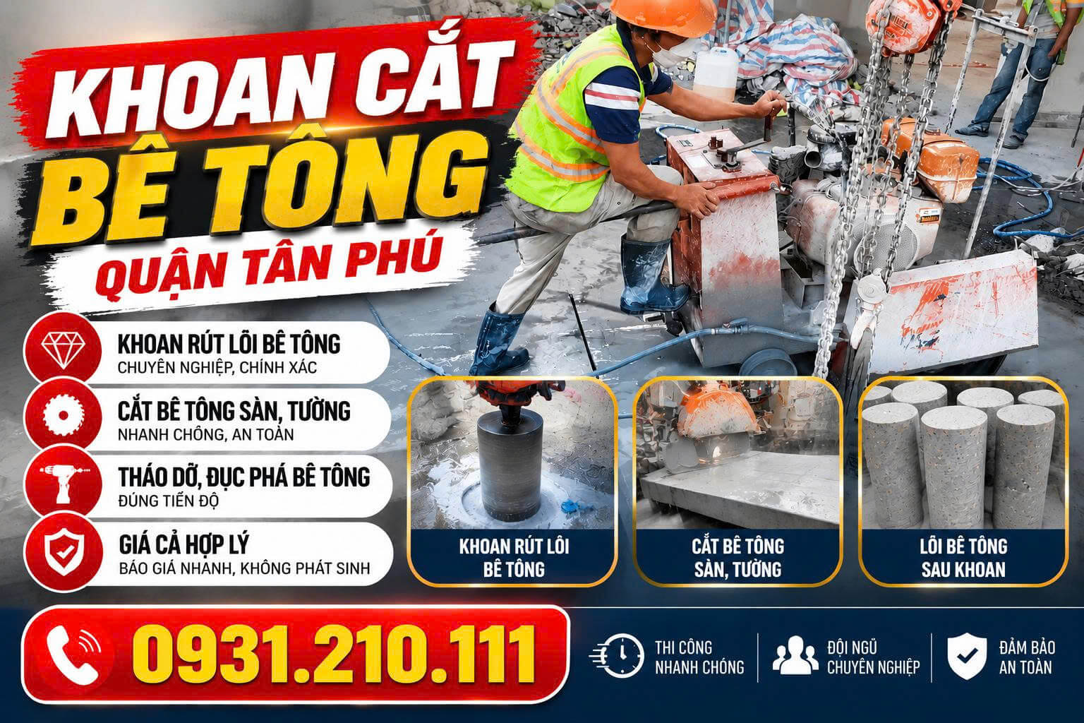 Khoan Cắt Bê Tông Quận Tân Phú